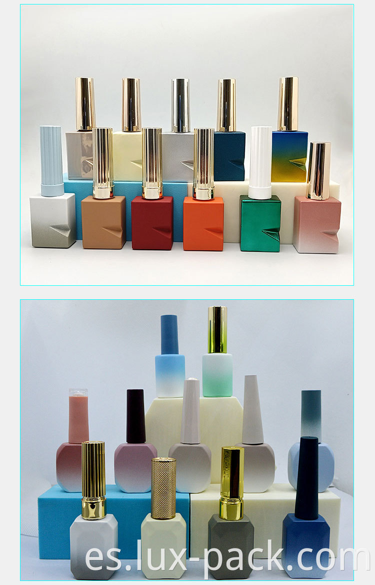 Capas de botella de bomba de polvo de uñas de bambú de 10 ml con forma personalizada cuadrada